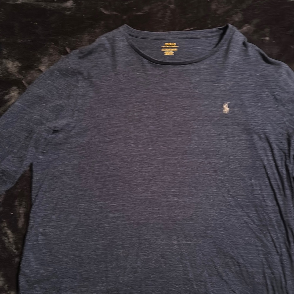 X large navy long sleeved polo t-shirt.